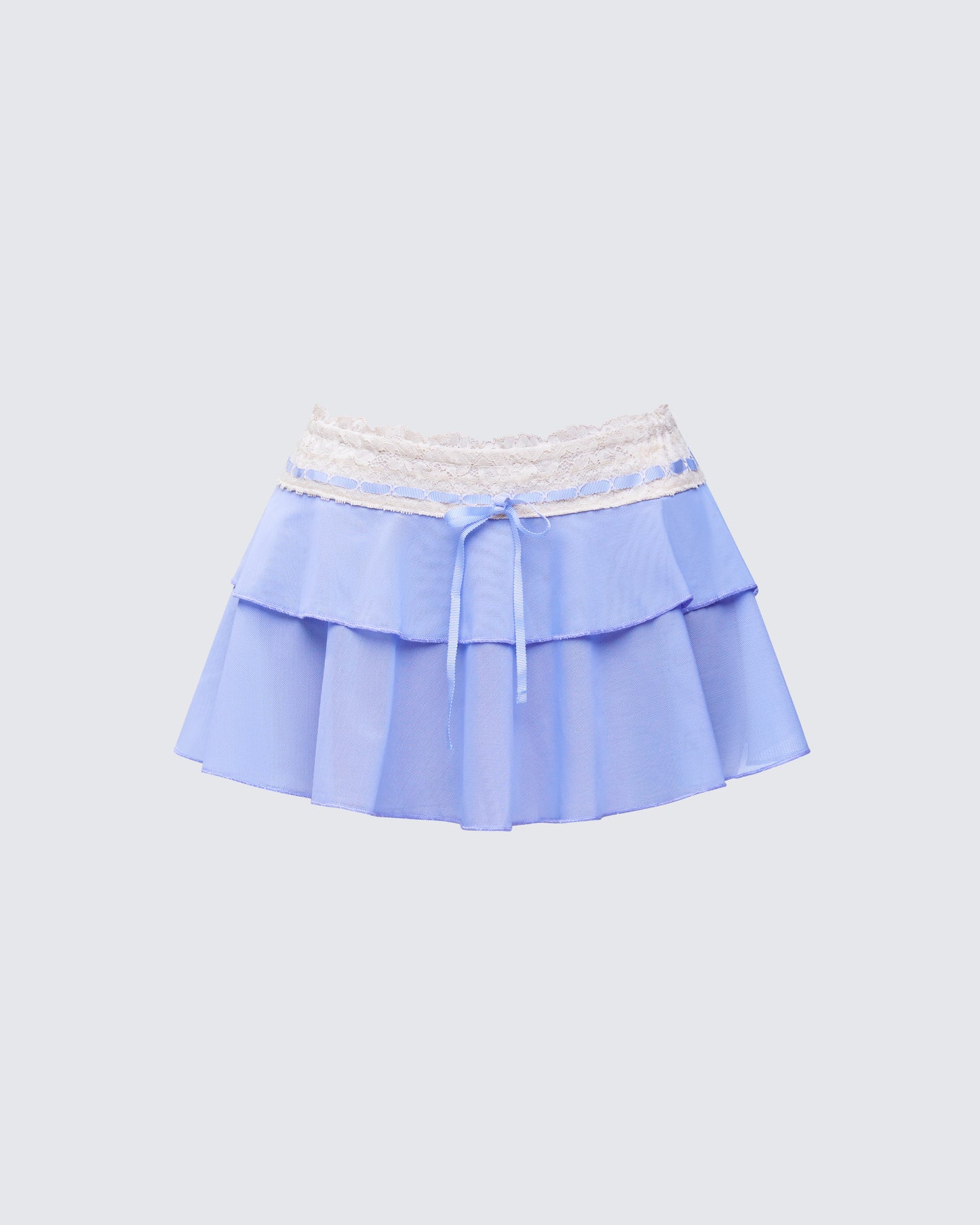 Alize Purple Mesh Lace Waist Mini Skirt product front