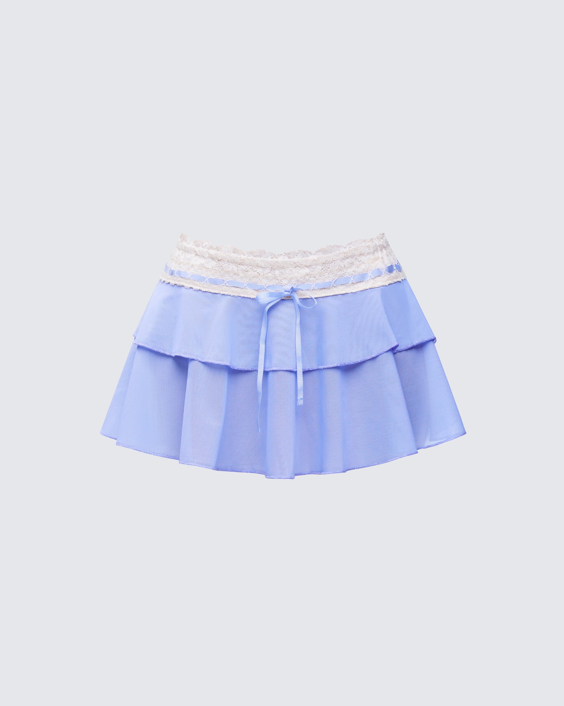 Alize Purple Mesh Lace Waist Mini Skirt product front