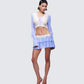 Alize Purple Mesh Lace Waist Mini Skirt