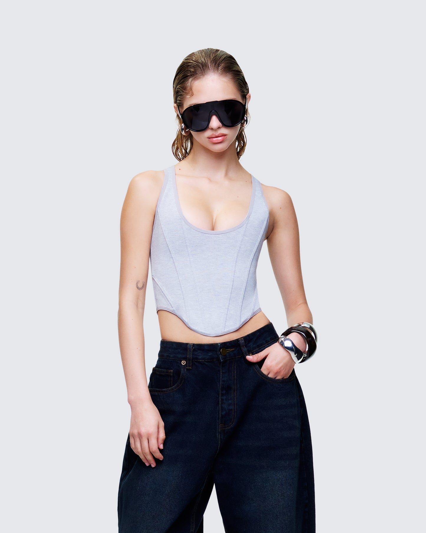 Allie Grey Jersey Corset Top