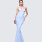 Alma Blue Butterfly Lace Maxi Dress