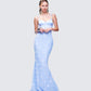 Alma Blue Butterfly Lace Maxi Dress