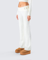 Alyssa White Knit Pant