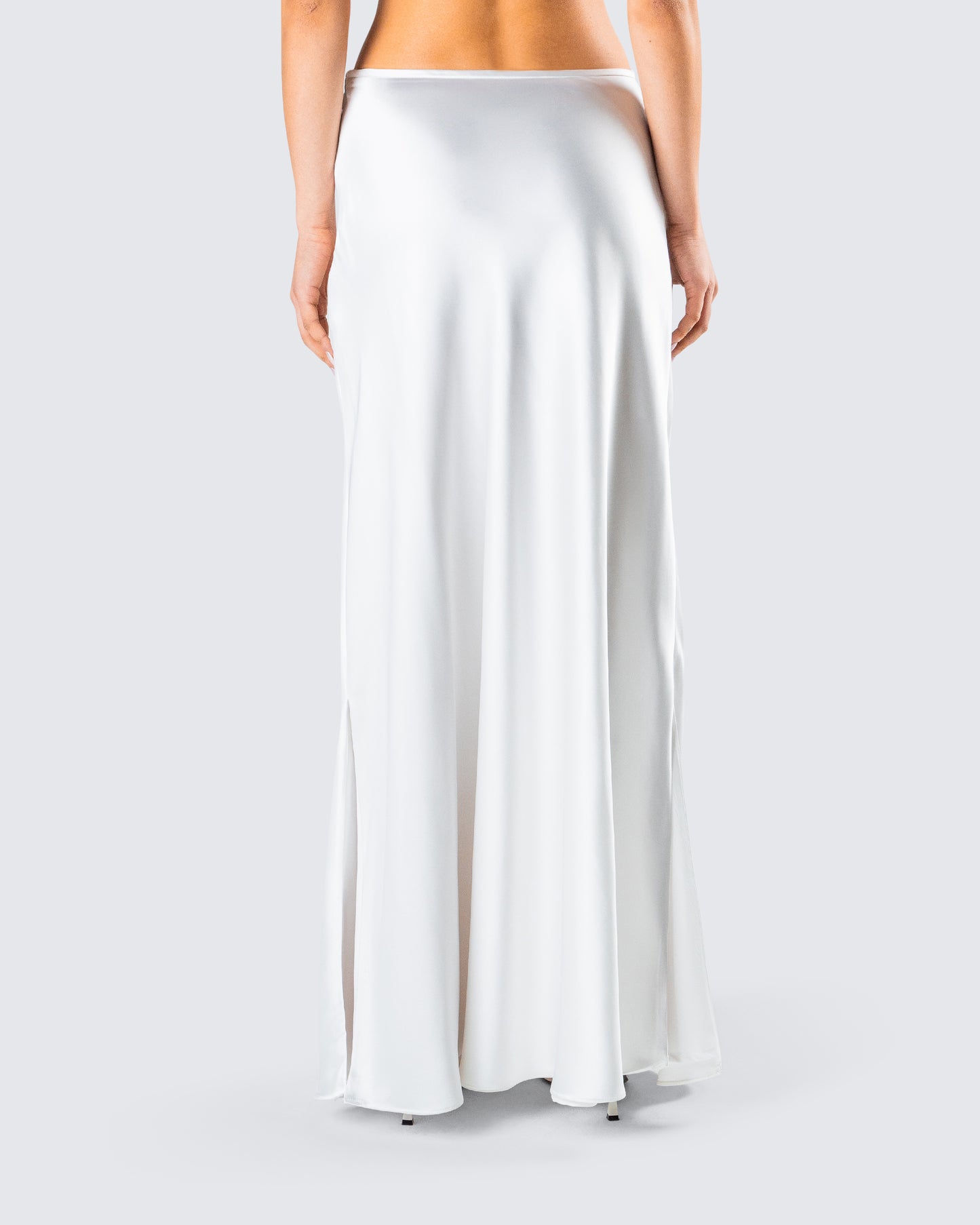 Amalie White Satin Maxi Skirt