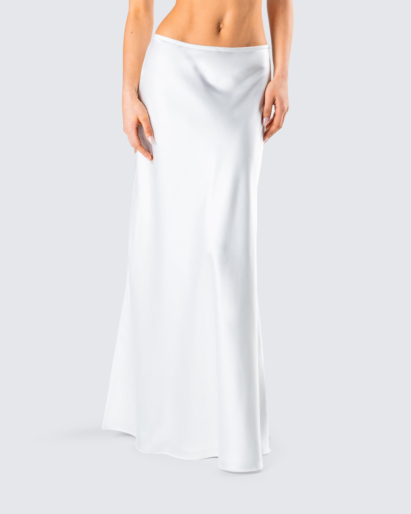 Amalie White Satin Maxi Skirt