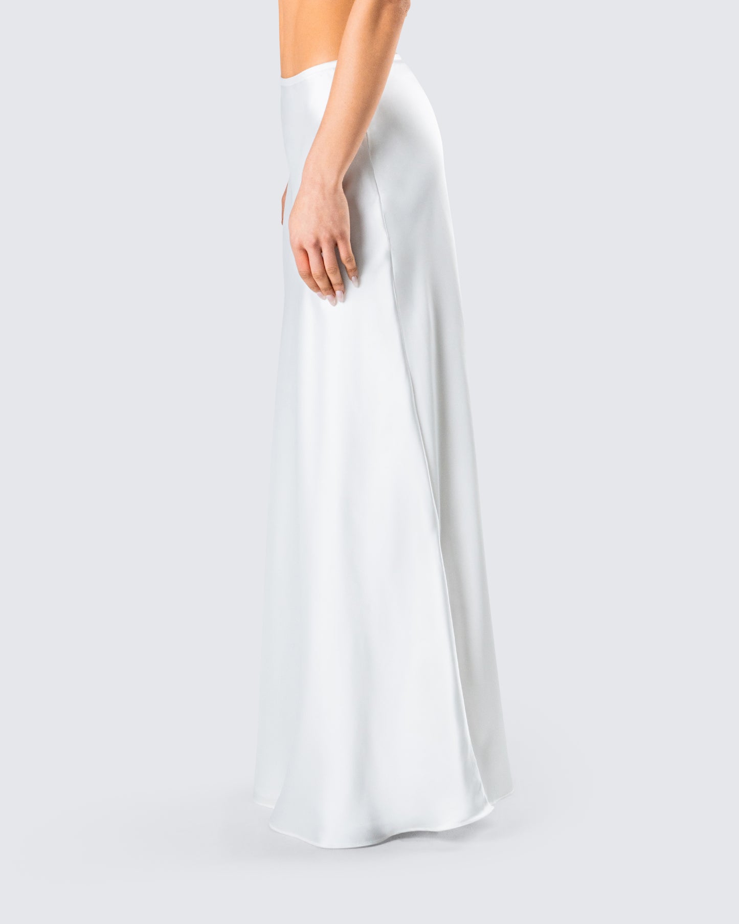 Amalie White Satin Maxi Skirt