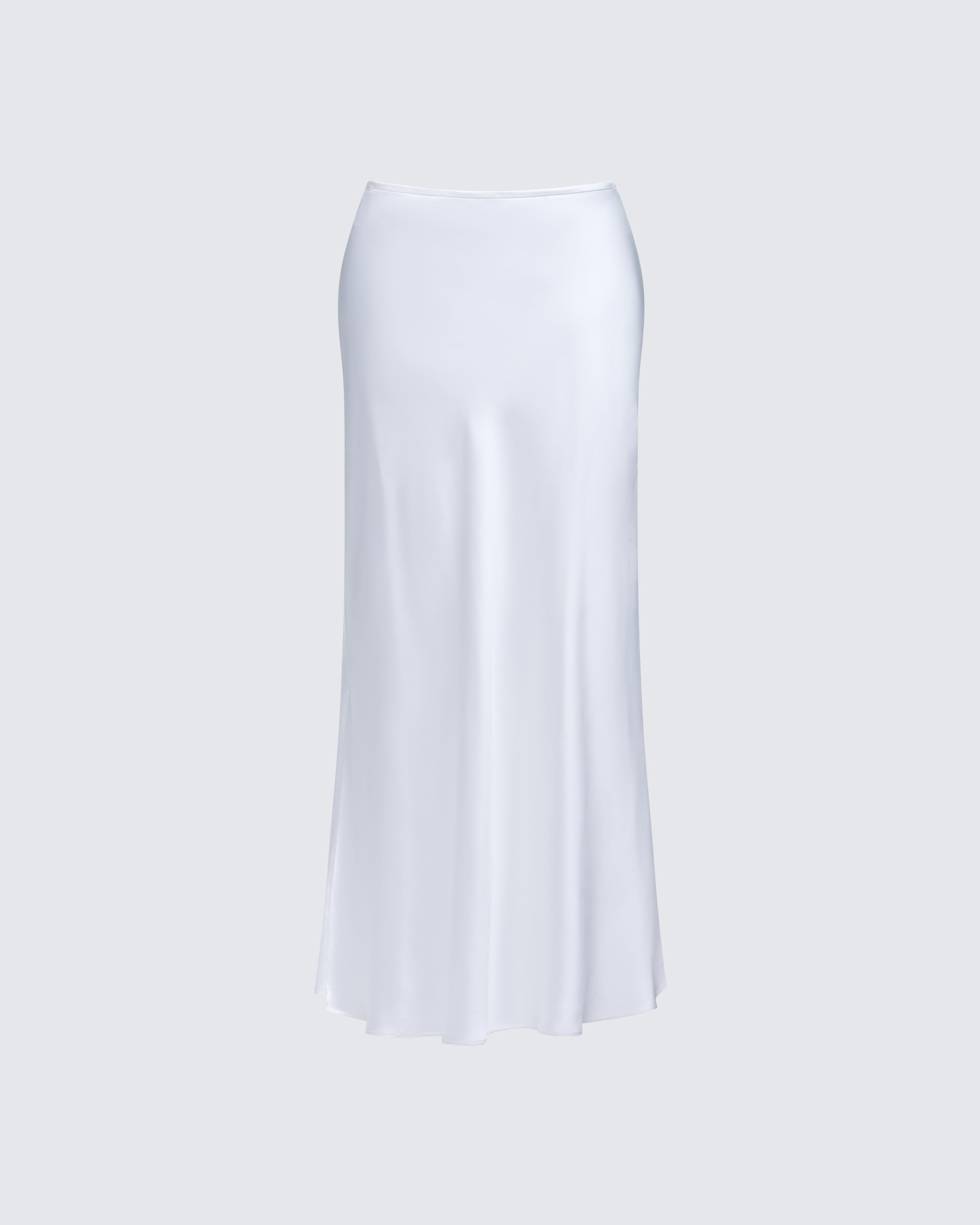 White Satin Maxi Skirt - Flowy A-Line Long Skirt – FINESSE