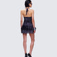 Amaline Grey Halter Tiered Mini Dress
