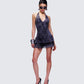 Amaline Grey Halter Tiered Mini Dress