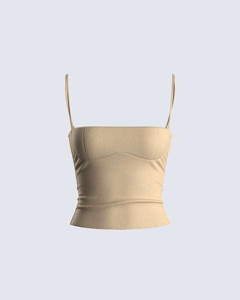Beige Corset Top - Structured Bustier Crop – FINESSE