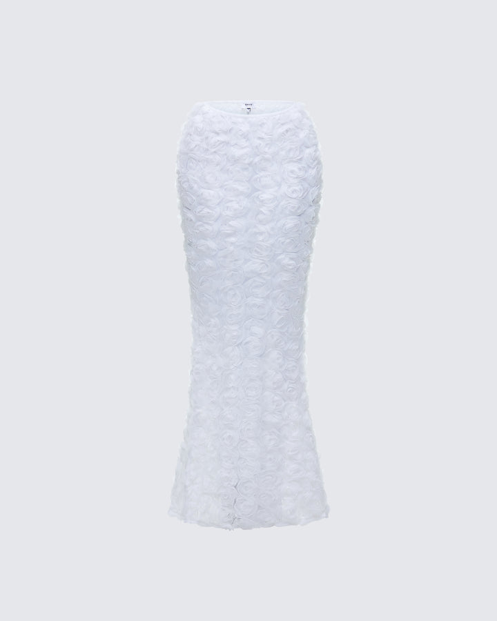 Ambrose White 3D Flower Maxi Skirt product front