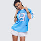 Amia Blue Graphic Sports Jersey Top