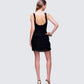 Amira Black Ribbed Ruffle Mini Dress