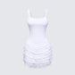 Amira Cream Ribbed Ruffle Mini Dress product front
