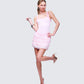 Amira Pink Ribbed Ruffle Mini Dress