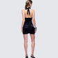 Anarosa Black Halterneck Plunging Mini Dress - back view