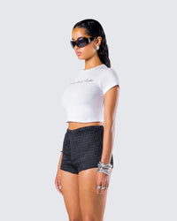 Anela White Jersey Graphic Top