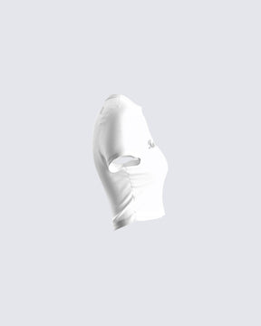 Anela White Jersey Graphic Top