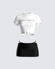 Anela White Jersey Graphic Top