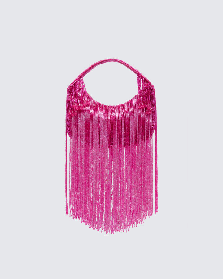 Angelle Pink Embellished Fringe Bag product front