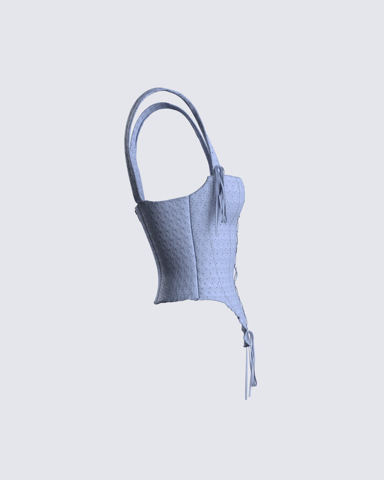 Anilah Baby Blue Eyelet Top