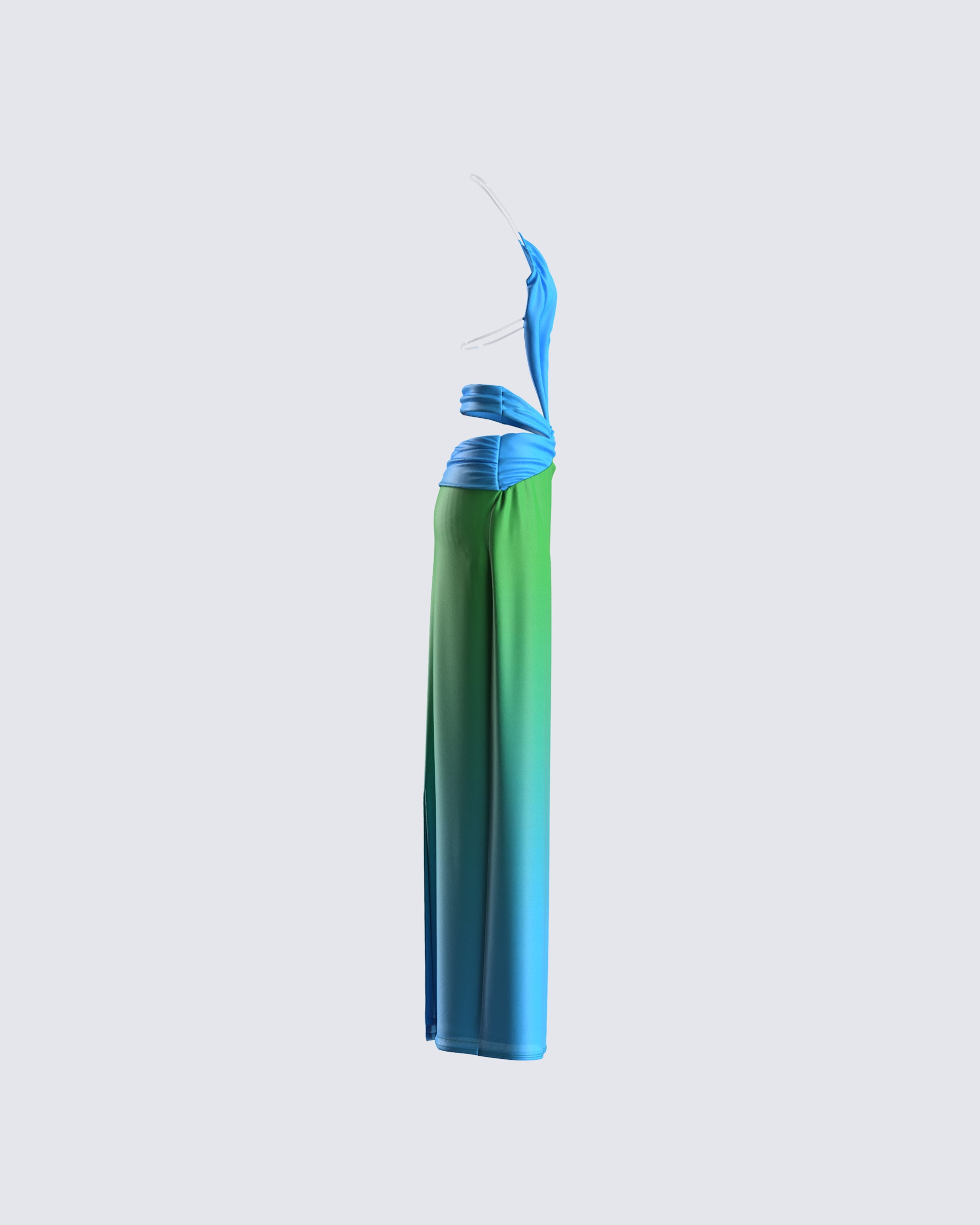 Blue Green Ombre Maxi Dress - Halter Keyhole Cut Out FINESSE Blue Green Ombre Maxi Dress - Halter Keyhole Cut Out FINESSE