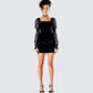 Anja Black Velvet Mini Dress