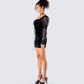 Anja Black Velvet Mini Dress
