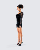 Anja Black Velvet Mini Dress FINESSE