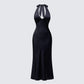 Anka Black Pin Spot Midi Dress product front