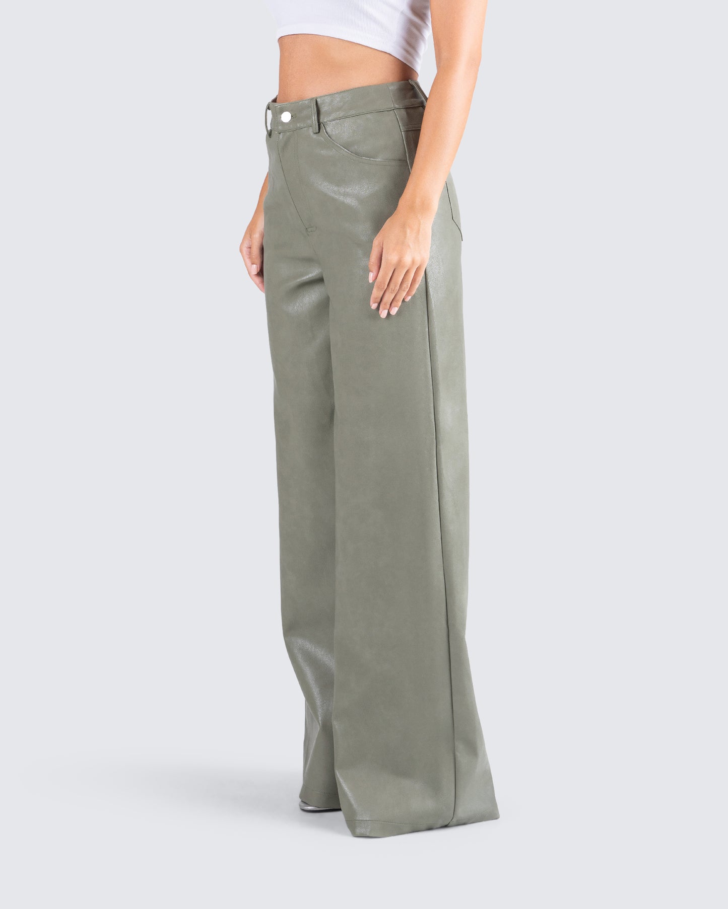 Anna Olive Leather Pant