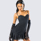 Anyssa Black Shimmer Mini Dress And Gloves