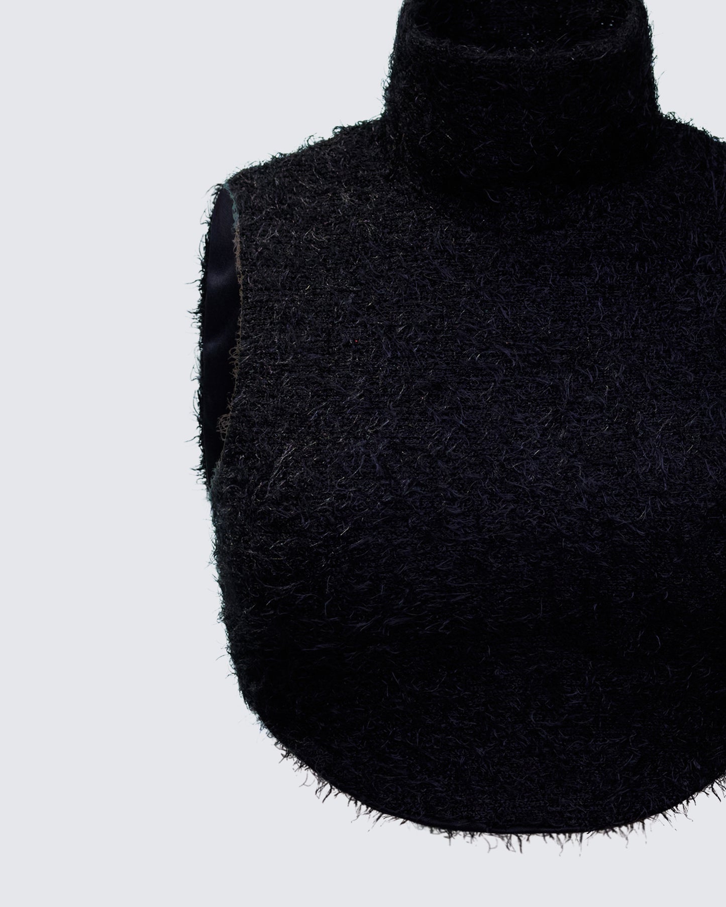 Ara Black Fuzzy Turtleneck Crop Top