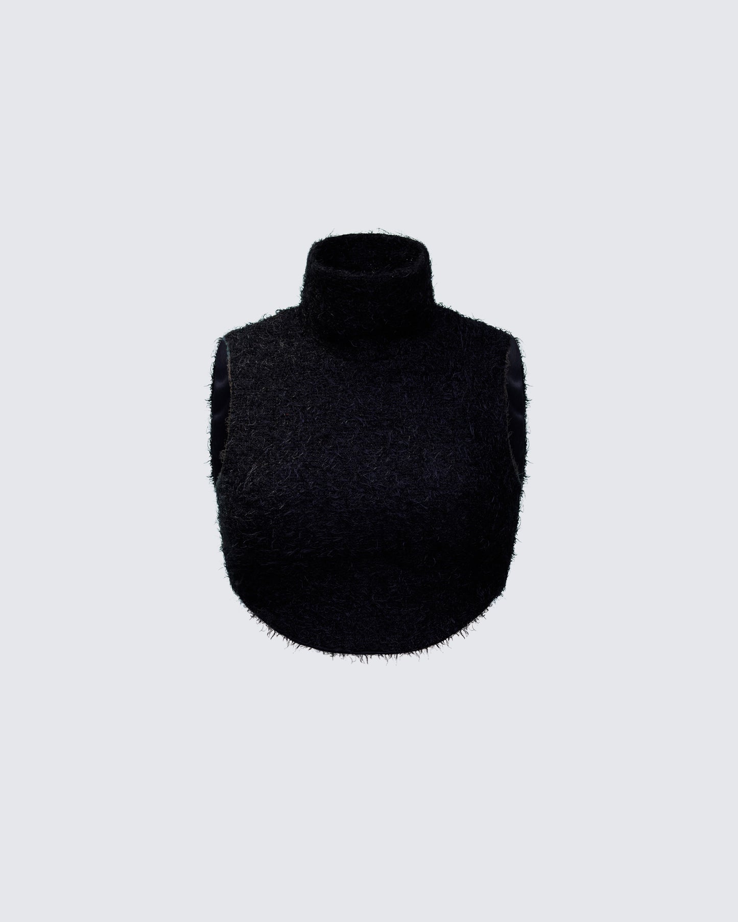 Ara Black Fuzzy Turtleneck Crop Top