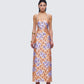 Ari Orange Floral Burnout Maxi Dress