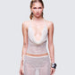 Arielle Cream Crochet Cowl Neck Top model front