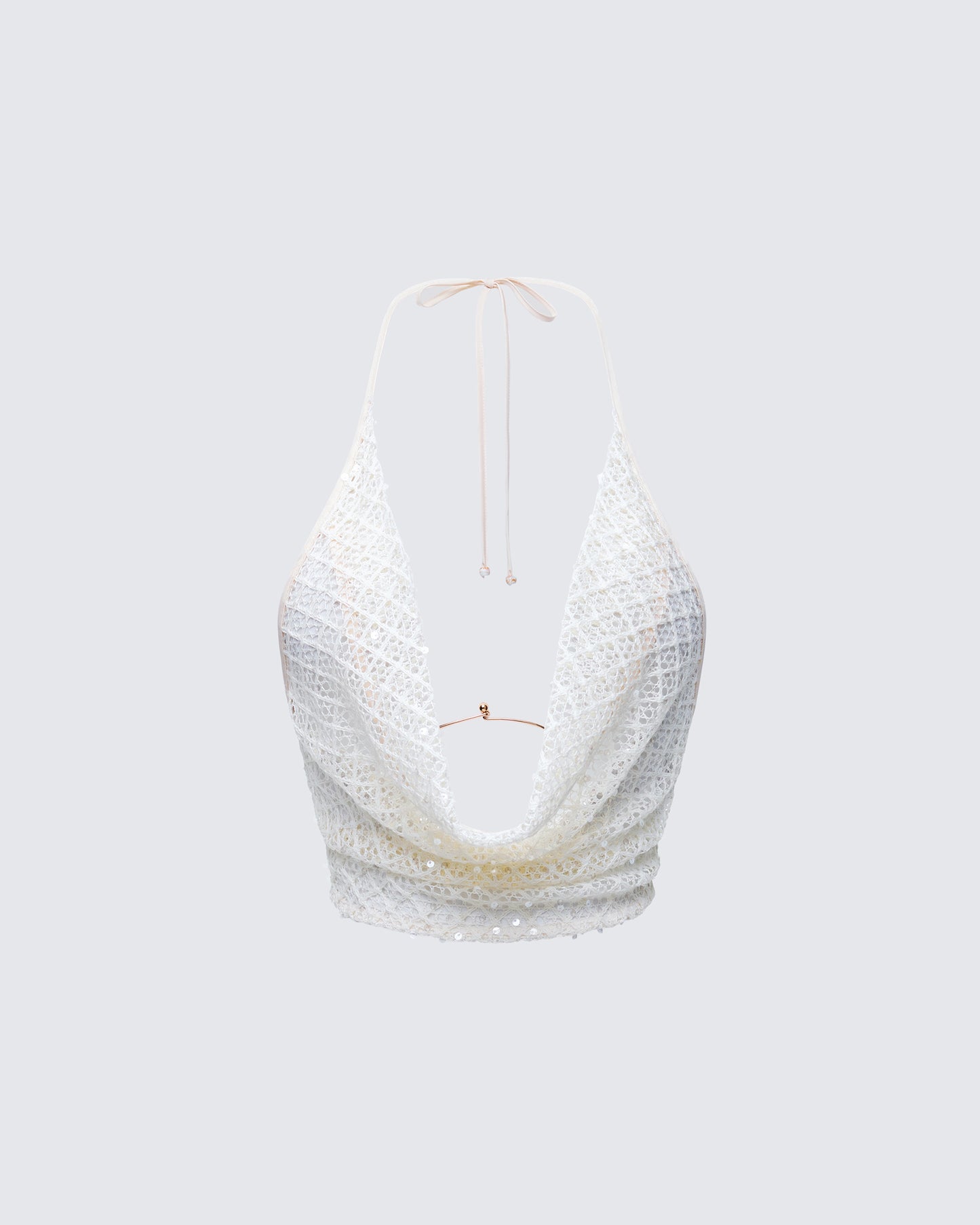 Arielle Cream Crochet Cowl Neck Top product front
