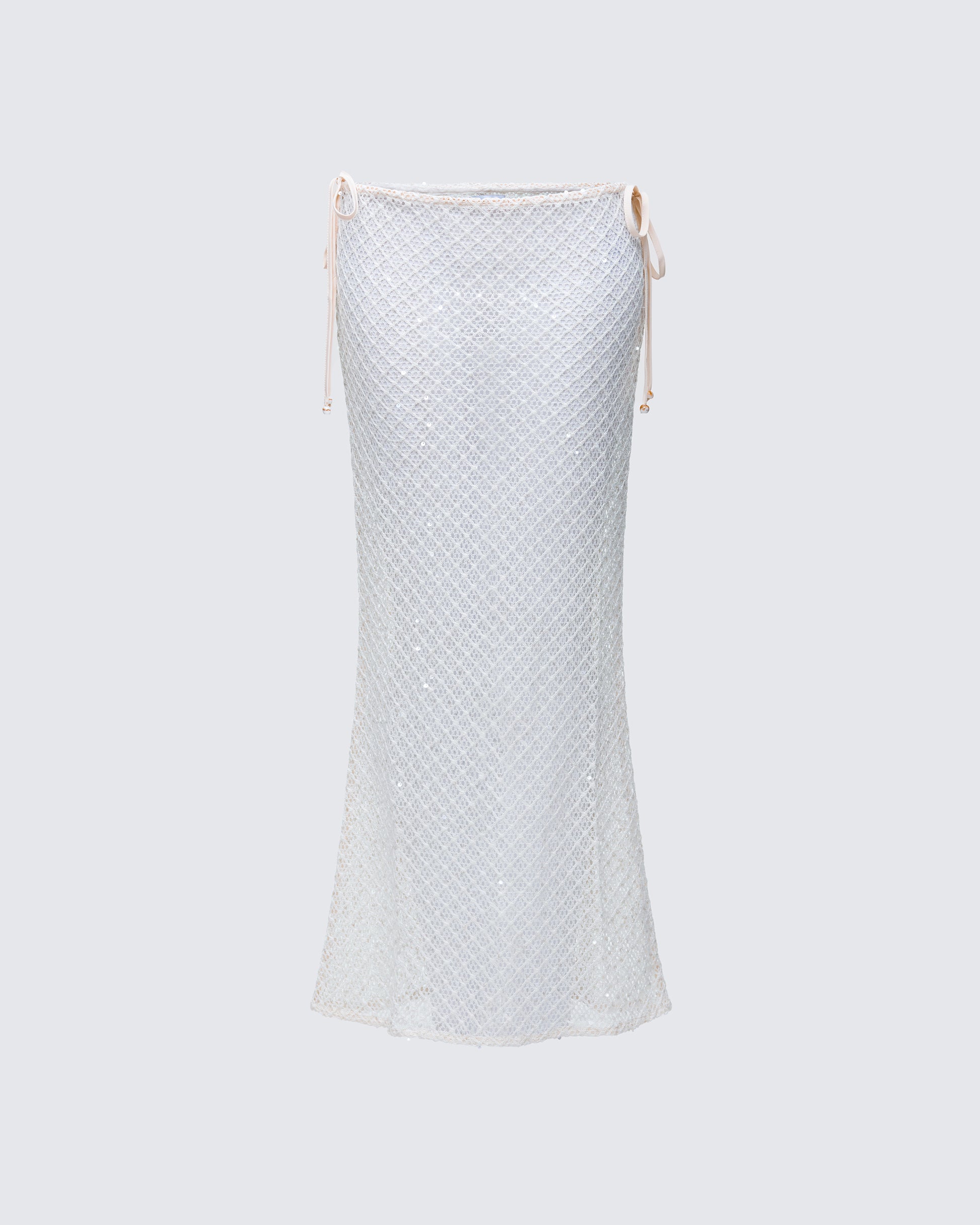 Arielle Cream Crochet Gathered Maxi Skirt  product front