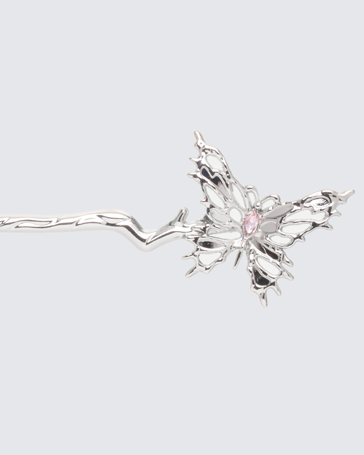 Arienne Silver Molten Butterfly Hair Pin