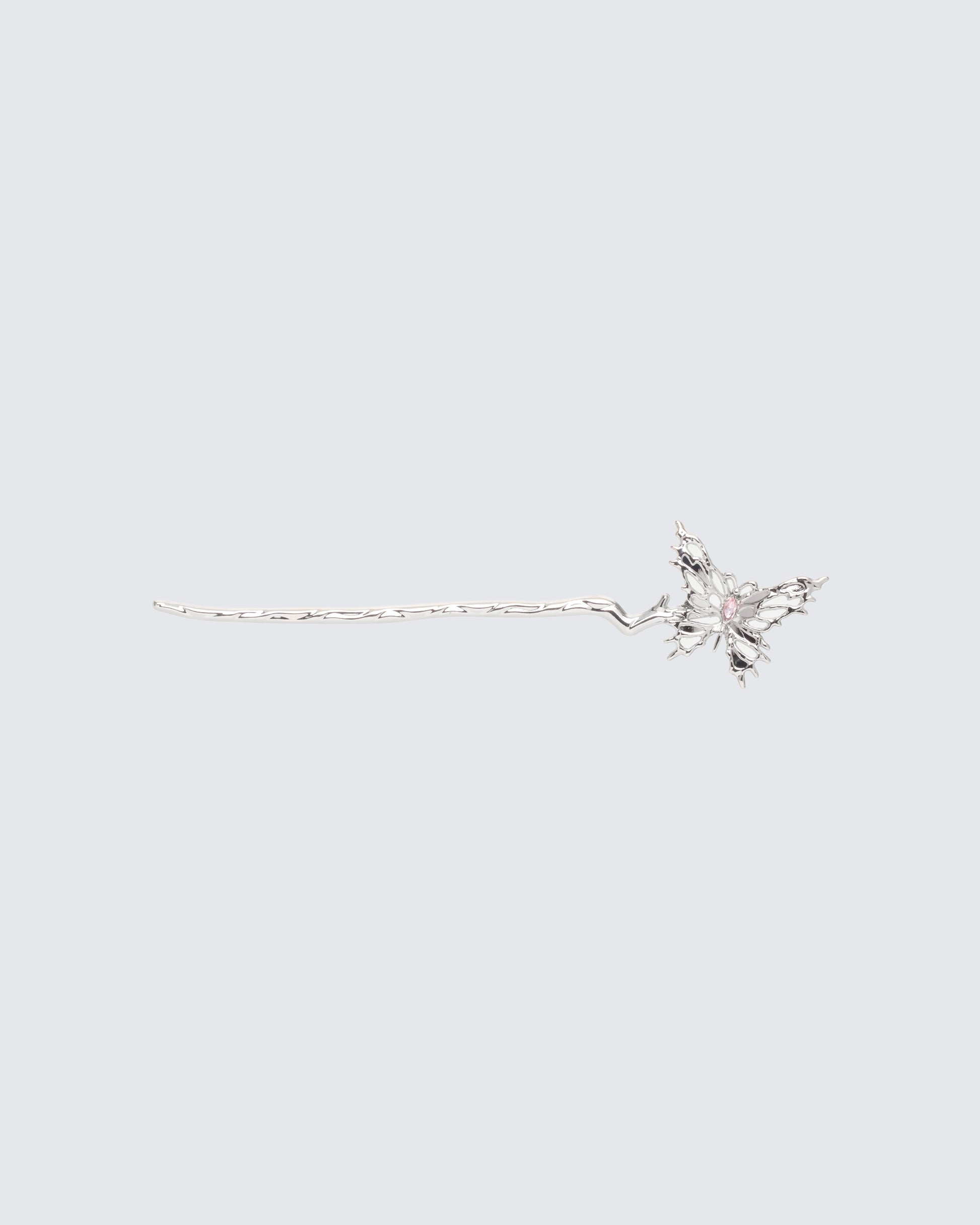 Arienne Silver Molten Butterfly Hair Pin product front