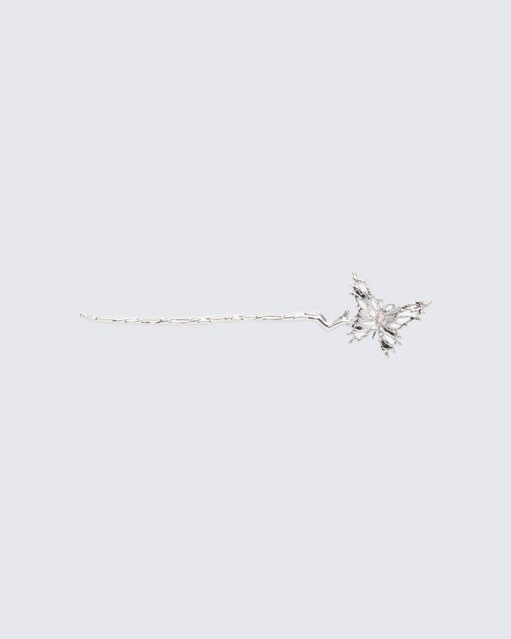 Arienne Silver Molten Butterfly Hair Pin product front