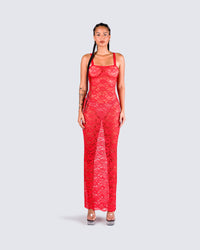 Arlo Red Lace Strappy Maxi Dress