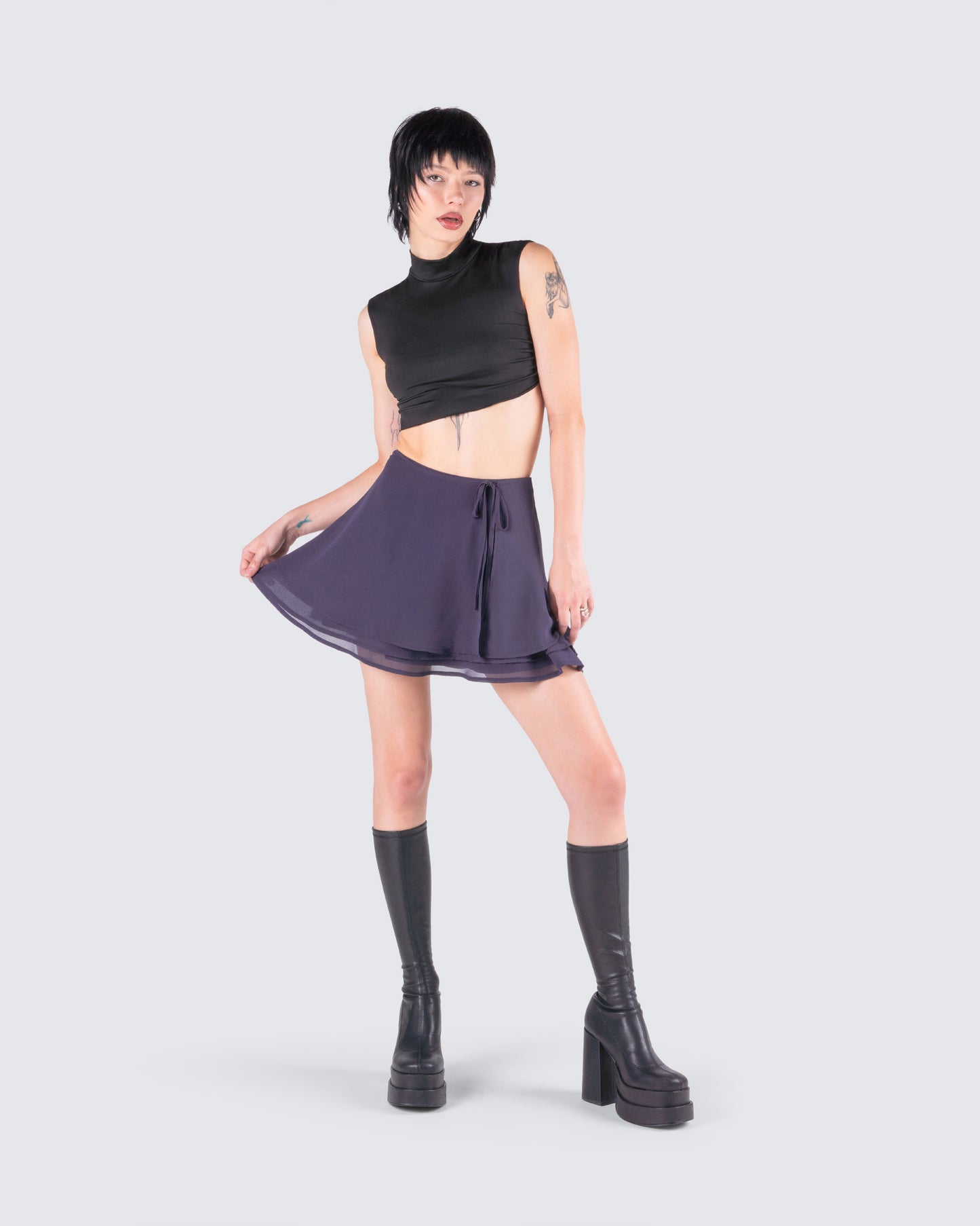 Arpana Charcoal Layered Mini Skirt
