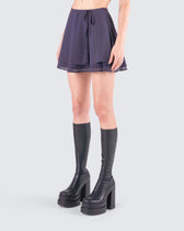 Arpana Charcoal Layered Mini Skirt – FINESSE