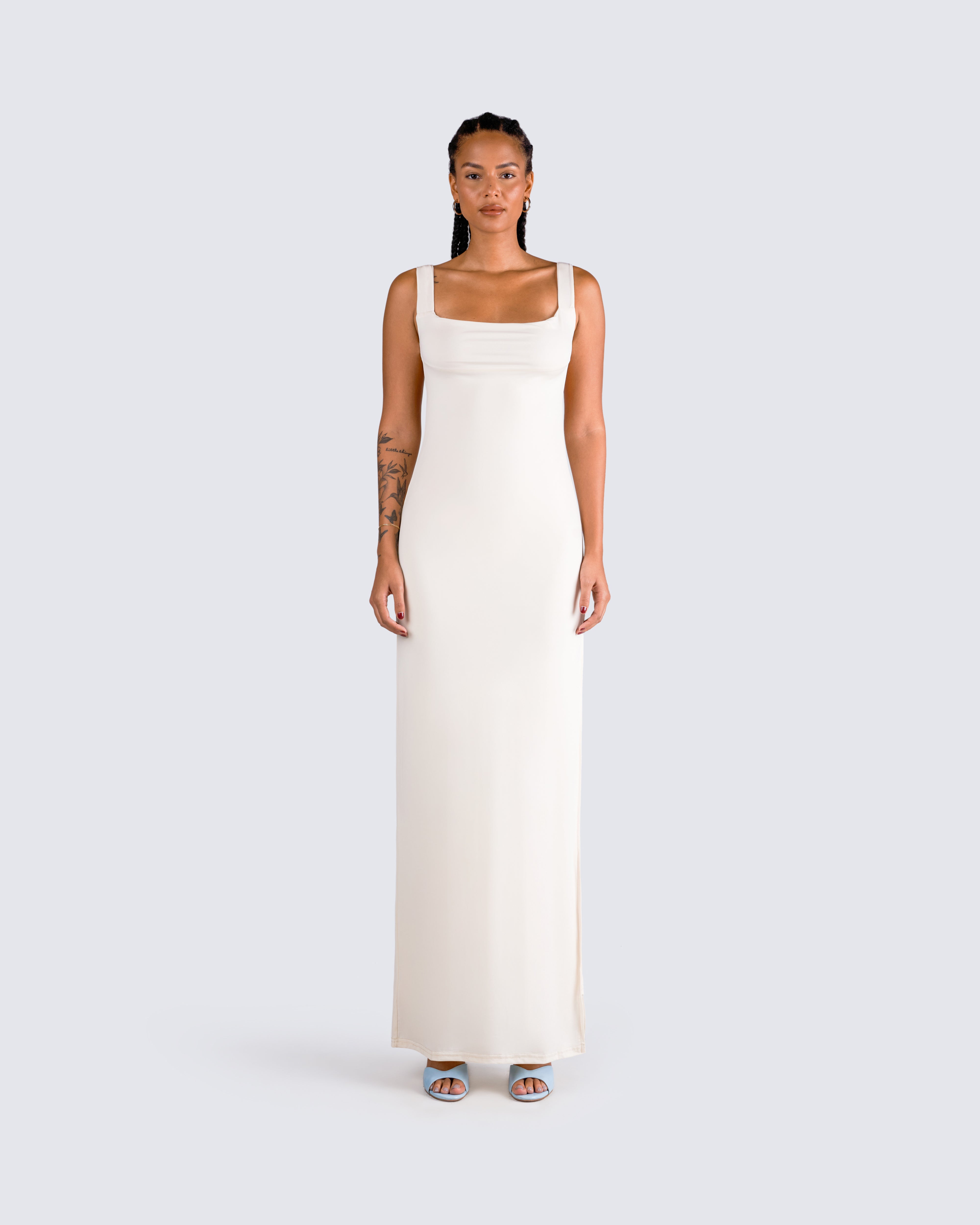 Asha Ivory Backless Maxi Dress – FINESSE