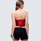 Astraia Red Sequin Bandeau Top