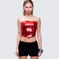 Astraia Red Sequin Bandeau Top model front