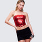 Astraia Red Sequin Bandeau Top