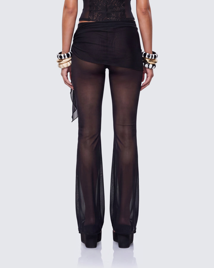 Atara Black Mesh Tie Detail Flare