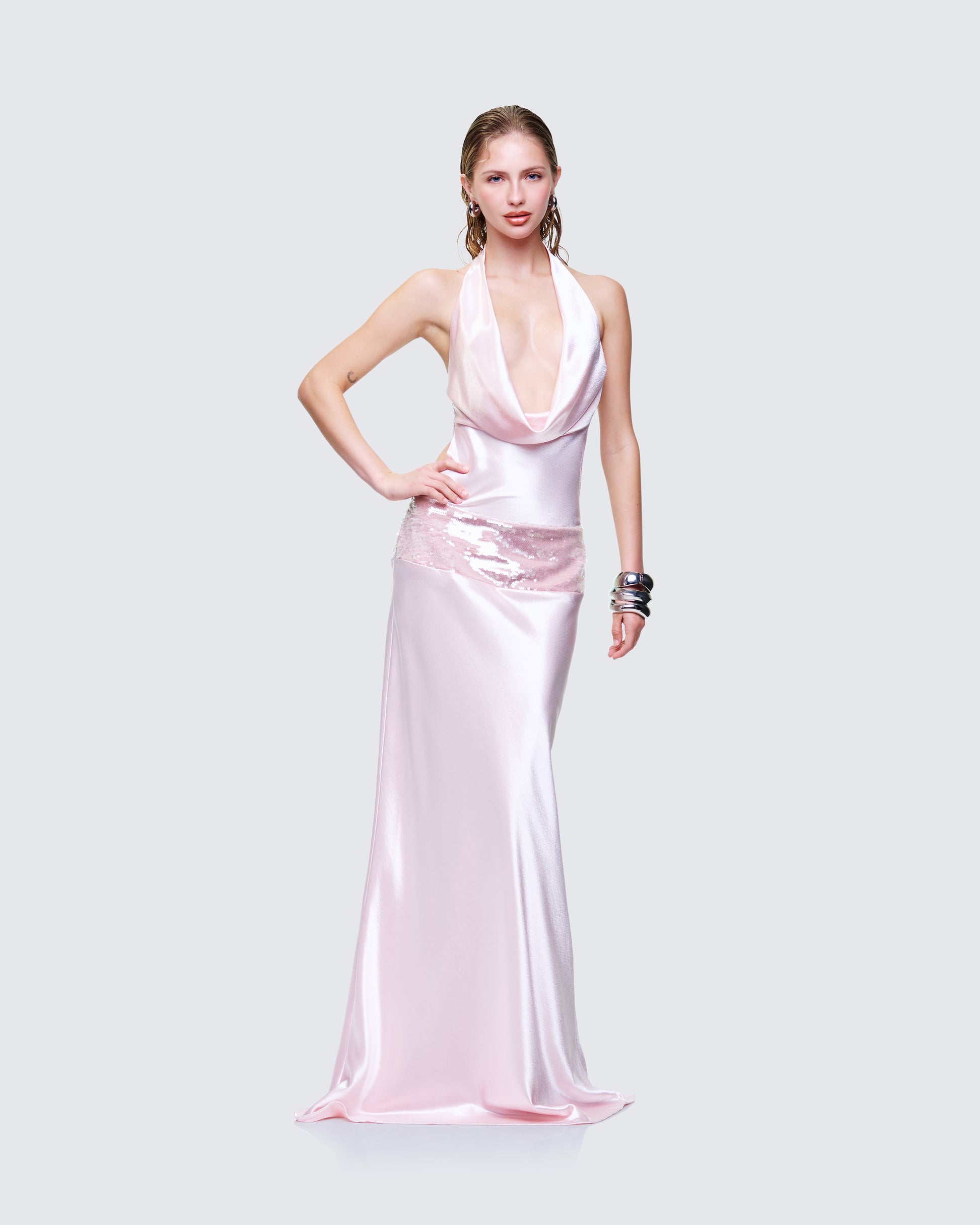 Athena Pink Sequin Open Back Maxi Dress Athena Pink Sequin Open Back Maxi Dress